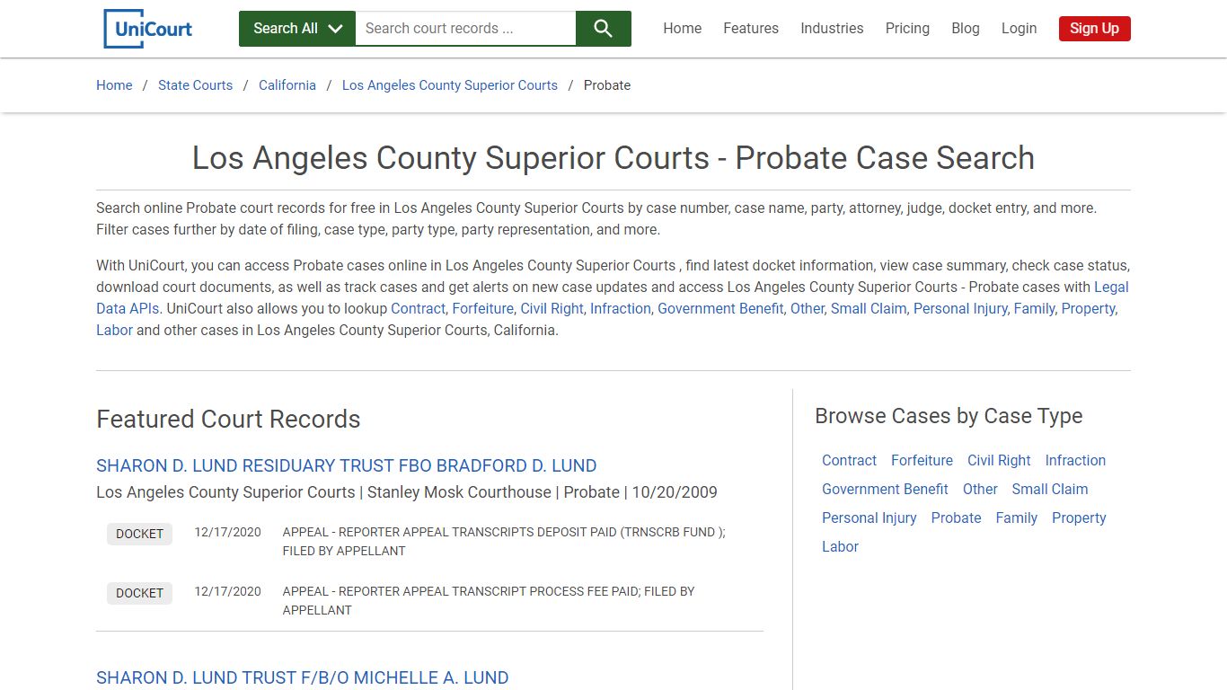 Los Angeles County Superior Courts - Probate Case Search