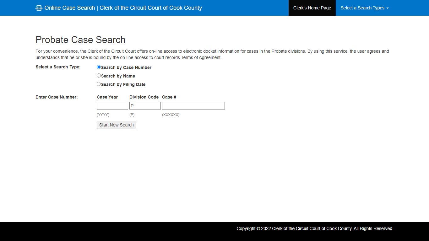 Probate Case Search - Clerk of the Circuit Court of Cook County